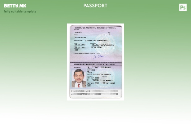 Шаблон за пасош на Ерменија во модерен стил